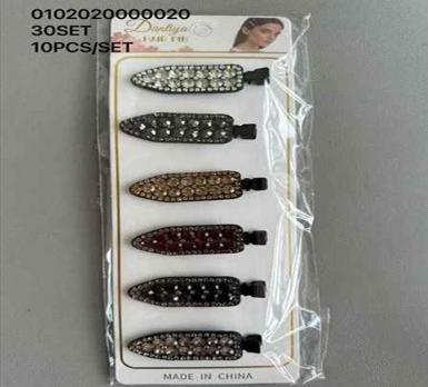 Lukadah Dantiya Rhinestone Embellished Duckbill Hair Clips – 10-Piece Set in Assorted Colors