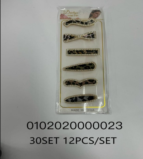 Lukadah Dantiya Fashion Leopard Print Hair Pins - 6-Piece Assorted Design Set