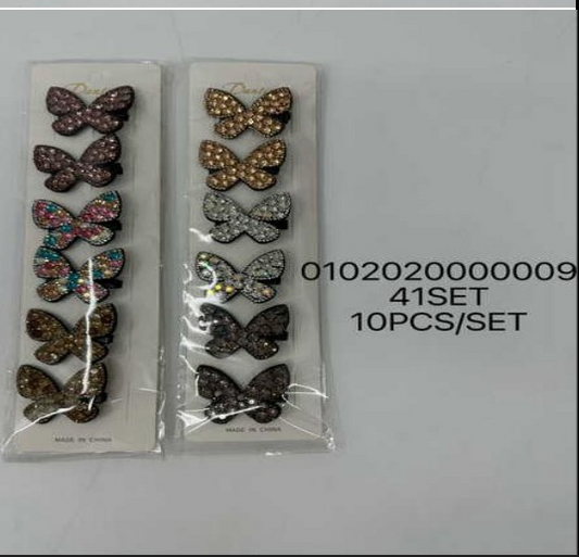 Lukadah Glittering Butterfly Hair Clips - Set of 10 Assorted Colors & Styles