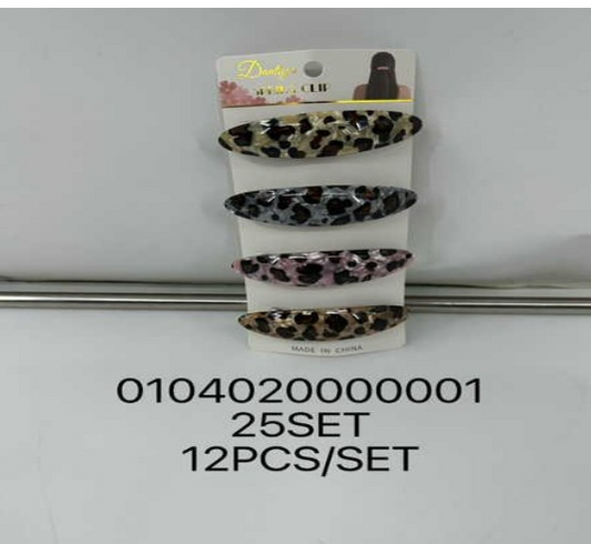 Lukadah Leopard Print Oval Snap Hair Clips Set