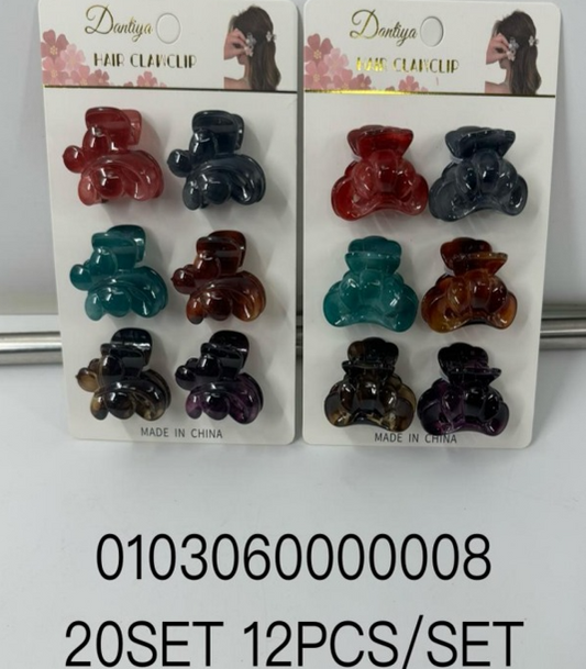 Lukadah Small Jaw Clips for Hair - Multi-Color Basic Hair Clamps - 12 Pcs Set