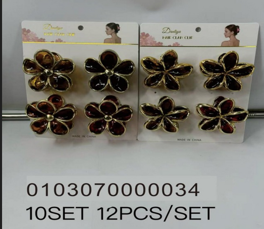 Lukadah Doriya Flower Hair Claw Clips – 12 Mini Hair Clips, 10 Sets per Pack