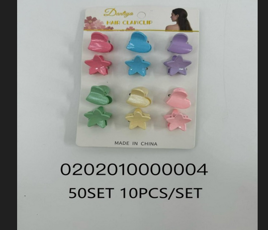 Lukadah Girls' Cute Small Hair Clips - Assorted Heart & Star Shapes (Pastel Colors)