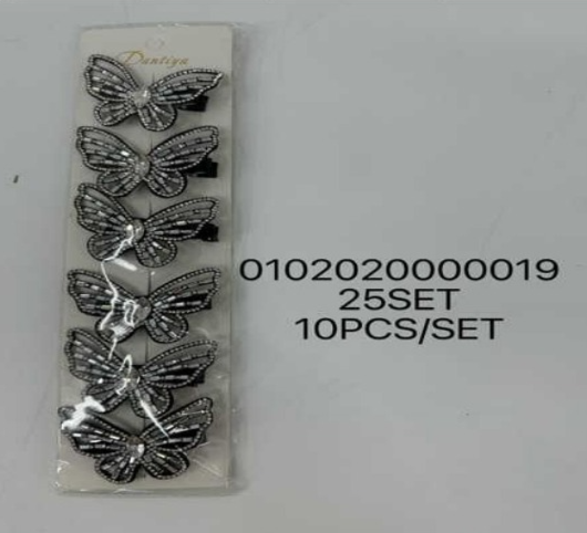 Lukadah Elegant Silver Rhinestone Butterfly Hair Clips - Set of 10