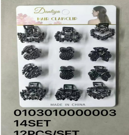 Lukadah Dantiya Hair Claw Clips Set with Rhinestone Embellishments