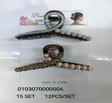 Lukadah Sparkling Crystal & Faux Pearl Hair Jaw Clips for Women