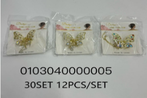 Lukadah Rhinestone Butterfly Hair Claw Clips - Gold Tone, 12 Piece Set