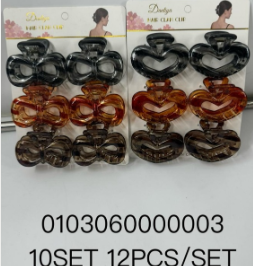 Lukadah Daintyya Large Heart Jaw Clips - 12pcs Assorted Amber & Grey Set