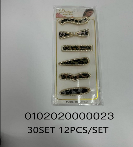 Lukadah Dantiya Fashion Leopard Print Hair Pins - 6-Piece Assorted Design Set
