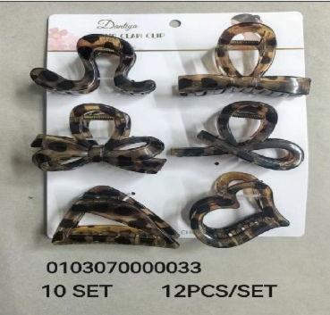 Lukadah Dantiya 12-Piece Leopard Print Hair Claw Clips Set