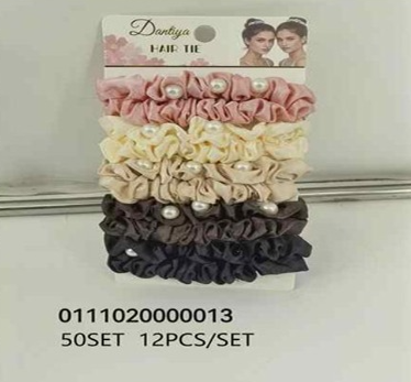 Lukadah Dantiya Women's Pearl Ruffled Hair Elastics