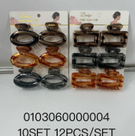 Lukadah Dantiya Hair Claw Clips - Oval & Rectangle Assortment - 10 Sets of 12