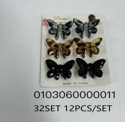 Lukadah Mini Butterfly Hair Claw Clips Set for Women & Girls - 12 Pcs Assorted Colors