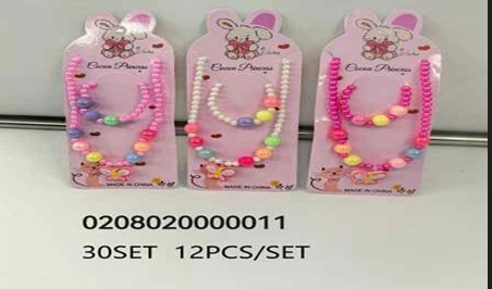 Lukadah Bulk Pack: 30 Sets of Children's 'Cute Princess' Bead Jewelry – Necklace & Bracelet Sets for Girls