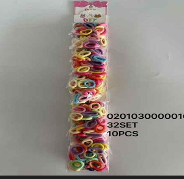 32-Set Assorted Color Mini Hair Elastics for Girls