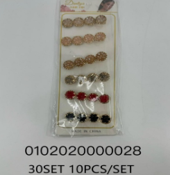 Lukadah Darliya Decorative Crystal Hair Clips Set - 10 Pcs Set - Assorted Colors
